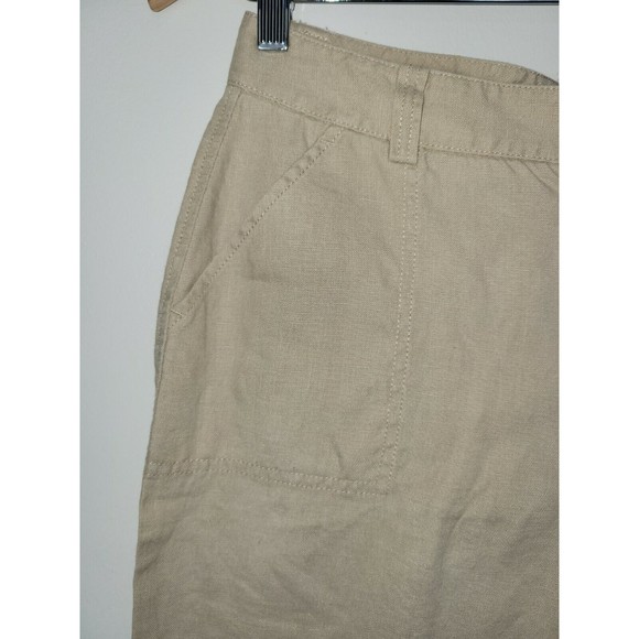 Eddie Bauer Blakely Fit Women's Crop Pants Size 6 Petite Beige 100% Linen - Picture 2 of 6